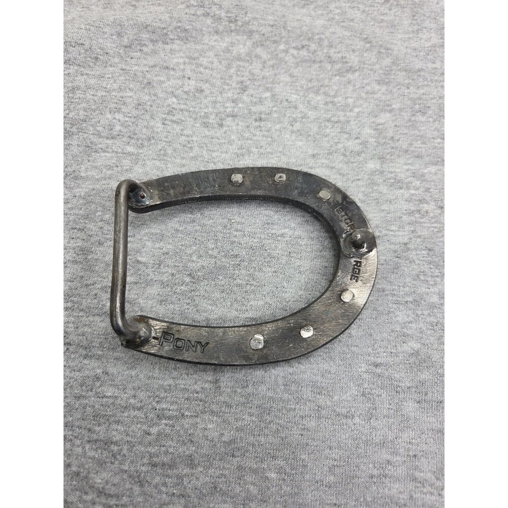 Vintage Blacksmith Pony Horseshoe Solid Metal Western Belt Buckle - Picture 8 of 12